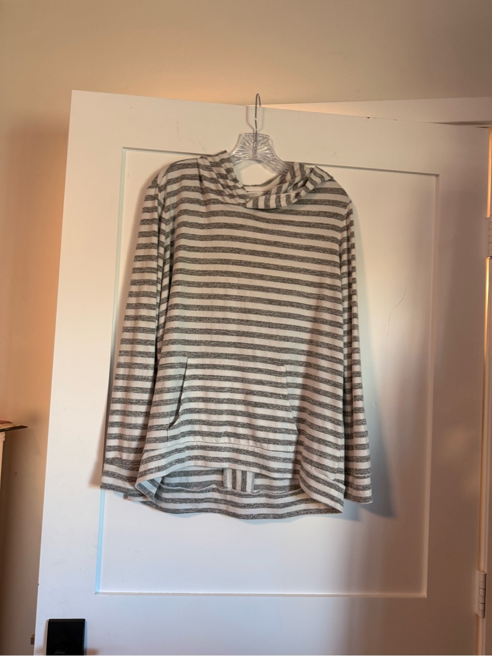 Stitch fix Striped Lightweight Hooded Pullover - Gray and White XL